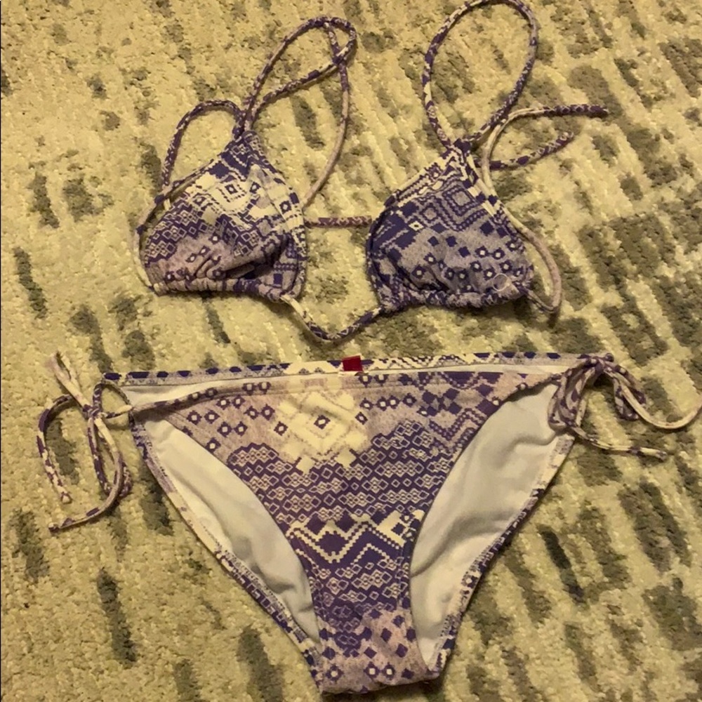 Purple and white string bikini
